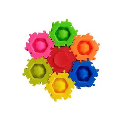 China DIY Educational Toys Eco-friendly Material Assembly Puzzle Silicone Push Bubble Building Blocks Wiggle Transformable Fingertip Spinners Toy for sale