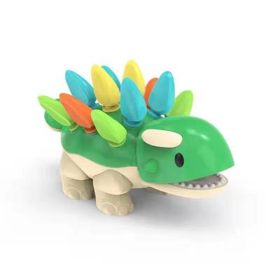 China Children's Learing Toys Child Fine Motor Hand-eye Harmony Inserted Dinosaur Stacking Kindergarten Wooden Puzzle Educational Toys for sale