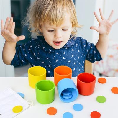 China Educational Child Toys Wholesale Environmental Children's Early Puzzle Color Classification Cup Board Games Wooden Toys for sale