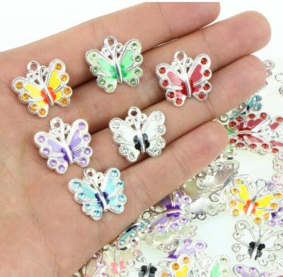 China Wholesale FASHIONABLE Butterfly Crystal Rhinestone Small Enamel DIY Pendant Charms for Bracelets Jewelry Making for sale