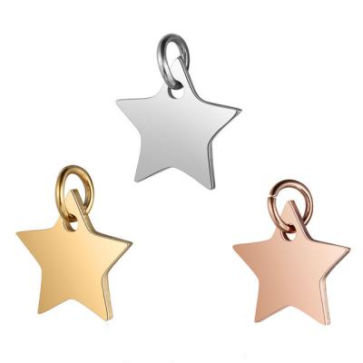 China CLASSIC Customized Charm Engraved Brand Stainless Steel Five Star Logo Pendant Charms For Jewelry Making for sale