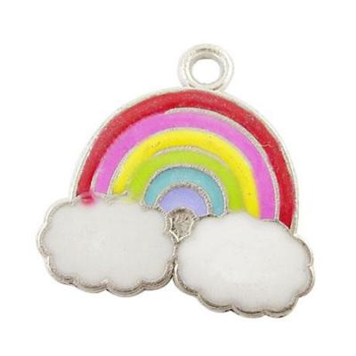 China 10pcs/set Custom Logo Factory Wholesale Cloud Rainbow Charms Small Bracelet Enamel Pendant Charms Custom Logo for sale