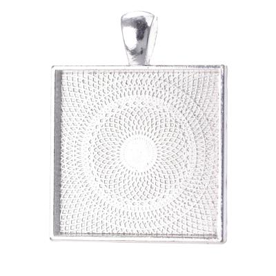 China Custom Square Blank Picture Frame Pendants 25mm Photo Pendants Photo Trays Pendant Charms For Jewelry Making for sale