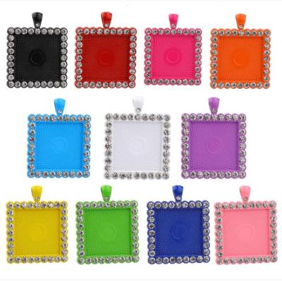 China Designer Charms For Jewelry Making Set 100 Coloful Mixed Rhinestone Pendant Trays With Sublimation Glass Cover Size In 25mm for sale