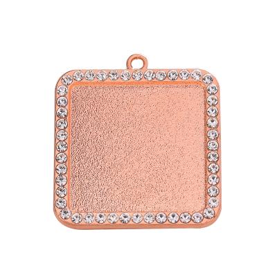 China Designer Charms For Jewelry Making 25mm Square Rhinestone Pendant Trays DIY Designer Wholesale Picture Pendant Tray Charms For Bracelets for sale