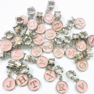 China FASHIONABLE 200pcs mixed pink enamel initial letter A-Z Alphabet Charms Wholesale cheap price for sale