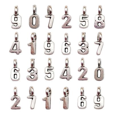 China Custom Tibetan Silver Logo Charm 3D DIY Number Charms For Jewelry Making Necklaces Bracelets Numer 5 Charms for sale