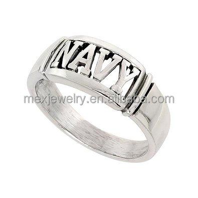 China Lead And Nickel Free High Quality Cheap Single Cutout Silver US Navy Band Ring United State Military Ring Wholesale for sale