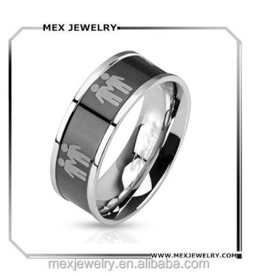 China Lead And Nickel Two Male Symbols Free Male Stainless Steel Center Gay Wedding Ring for sale