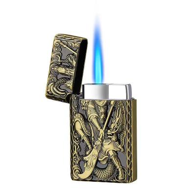 China New gas lighter shape design gas flame cigrate lighter blue lighter for cigarette for sale