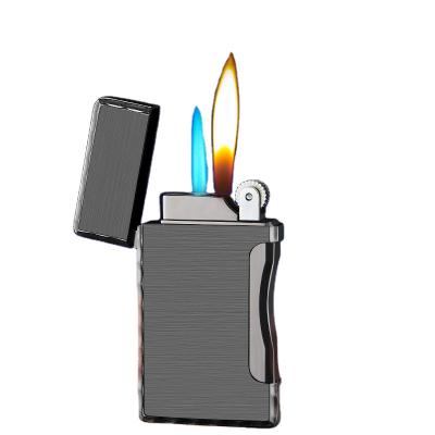 China Custom zinc alloy diy blue flame gas lighter double fire cigarette lighter torch lighter for sale