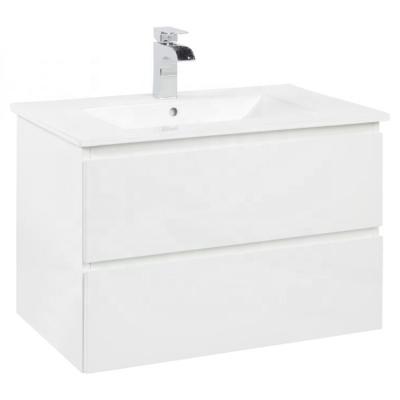 China Modern White Bathroom Vanity+sinks 29 Inch Two Drawers Wall Mounted Laundry Cabinet for sale