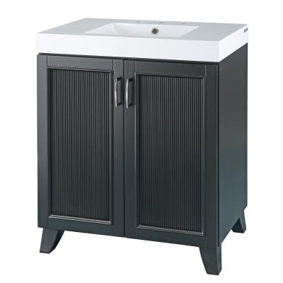 China Hing Quality American Classical Style Bathroom Funiture Floor Mounted MDF Vanity Cabinet Modern Fashion Basin Paint Black Unit for sale