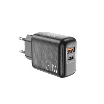 China Mobile Phone PD30W EU PIN PD Multi-port QC3.0 USB Power Charger 30W Dual Port Quick Fast Charging Head for sale