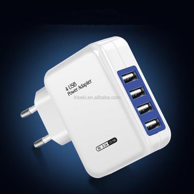 China Mobile Phone 4 Port USB Power Adapter EU /US PIN Charging Station 5V3.1A Portable Charger For Mobile Tablet for sale