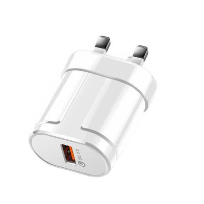 China 1 usb high speed QC3.0 18W fast charging UK plug charger, INDIA with cable for sale