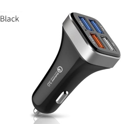 China Mobile phone/Ipad/Camera/PDA/MP3 4 in 1 qc3.0 car USB charger, cigarette lighter, TRIP 4 port car charger for sale