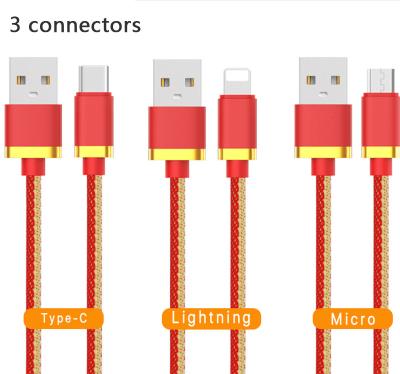 China Mobile phone types new product data cable aluminum alloy denim 1m 2A fit for V8 lighting mobile charging line for sale