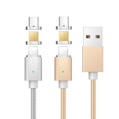 China Fast Charging Mobile Phone 3A LED Magnet Micro USB Type C Charger Cable for sale