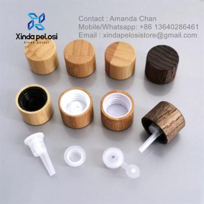 China Factory Price  Bamboo Cap Glass Essential Oil Bottle Cap Wooden Cap With Drops Plug For Sale for sale