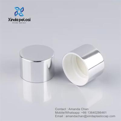 China Custom Shiny Silver Aluminum Screw Cap For Bottle Packaging Cosmetic Packaging for sale