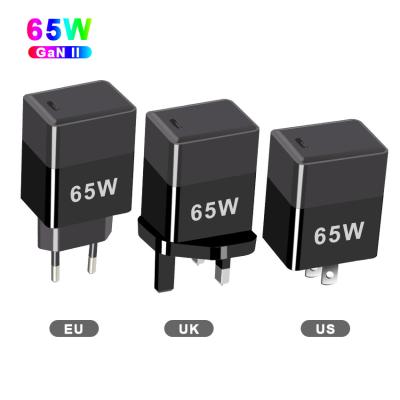 China Protección contra cortocircuito Cargador GaN de 65W con QC4.0 PD y puertos USB C EU/US/UK Plug en venta