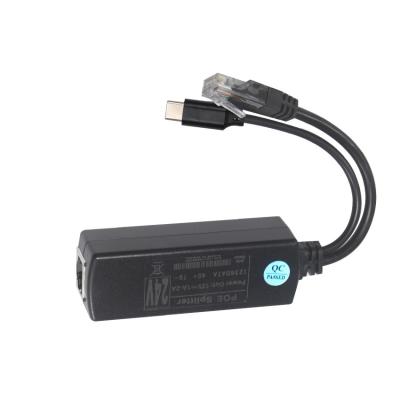 China IEEE802.3af RJ45 TYPE-C Cable 12v 24v 48v POE Splitter Power Over Ethernet Adaptador à venda