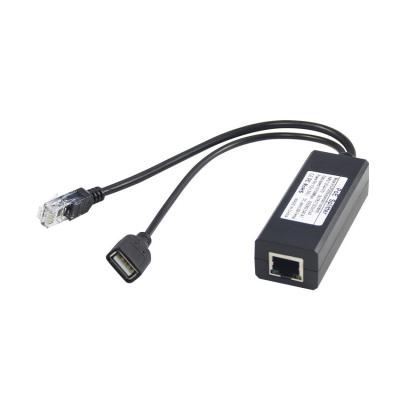 China 1Gbps Switch Capacity PoE Splitter 48V To 5V 2.4A USB Type A Female 802.3af Power Over Ethernet for sale