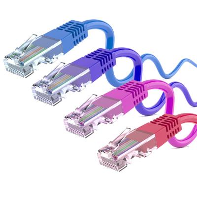 China Blue Bare Copper Wire RJ45 To RJ45 24AWG 25ft Cat6 Ethernet Patch Cable for sale