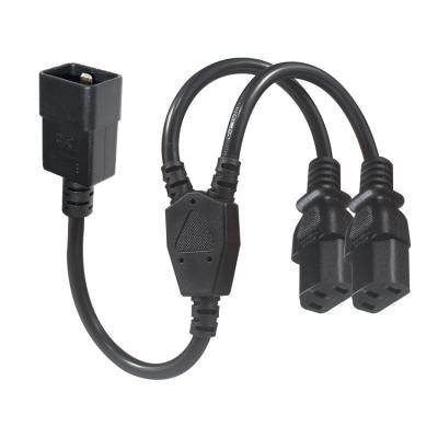 China Outlet Y Splitter Power Socket Extension Cable C20 Male To 2X C13 Female Connector 0.75Mm 1.0Mm for sale