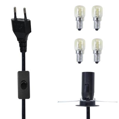 China Black E12 Light Bulb Holder Socket Electric Cable EU 2 Pin Salt Lamp Power Cord with 303 On/off Switch for sale