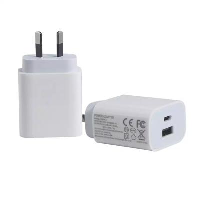 China SAA USB-C Adapter 1A+1C Port QC2.0 Quick Charging PD Charger 20W for sale