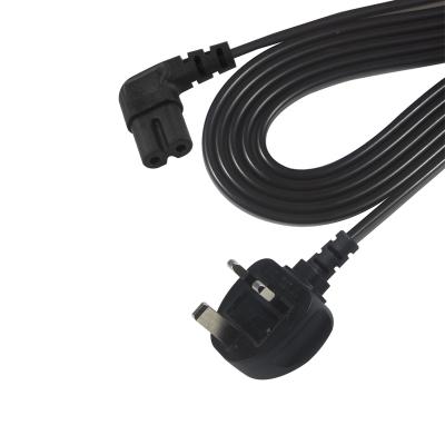 China BS Computer AC Cable Right Angle C7 Standard Extension 3 Wire 10A 250V British Power Cord with PVC Jacket and IEC Female End Type for sale