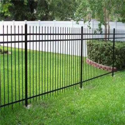 China 6ft Tall Black Decorative Tubular Steel Fence Metal Outdoor Garden Fence for sale