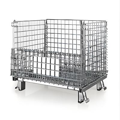 China 1000x1200mm Metal Steel Storage Welded Wire Mesh Pallet Cage Foldable Cage Container for sale