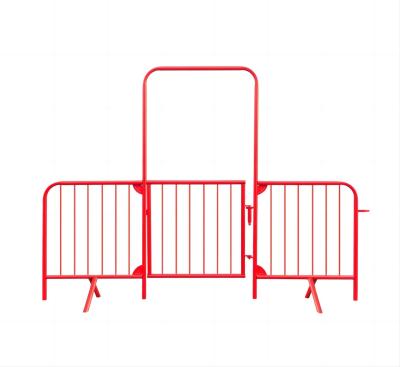 China 5FT Temporary Pedestrian Crowd Control Steel Barrier Red Color Metal Fencing for sale