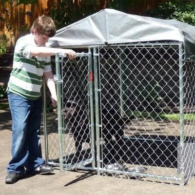 China Outdoor Heavy Duty Wire Mesh Large Dog Cage Kennel With Waterproof Top And Sunshade For Farm Garden for sale