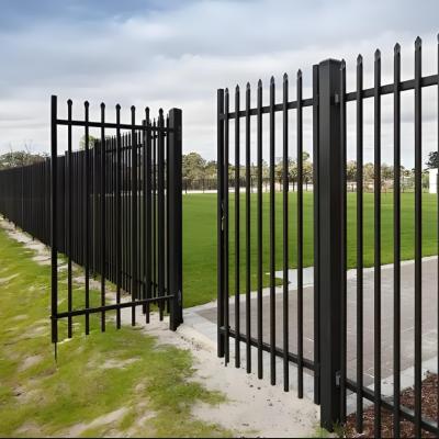 China 8ft Modern Metal Steel Picket Fence Black Square Tube For Residential Garden for sale