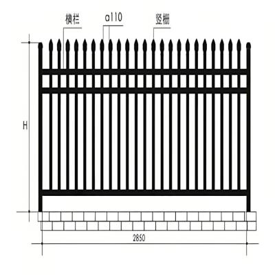 China Outdoor Square Tube Tubular Metal Fence Flat 5 Feet High Galvanized With Post for sale