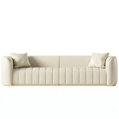 China Multi-Seat Living Room Size Multi-Seat Living Room Minimalist Modern Elegant Light Luxury Household Use White Leather Sofas for sale