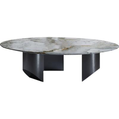 China The new 2021 minimalist living room furniture coffee table low round black marble top coffee table for sale