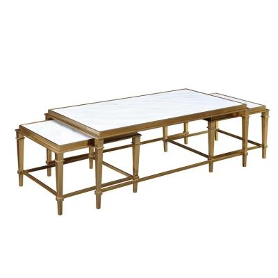 China Coffee table decor home white and gold minimalist modern style creative space saving set for sale