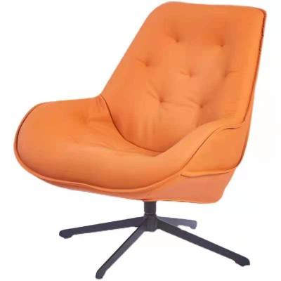 China Office Leather Single Lounge Chair Minimalist Contemporary Italian Chair Leisure Rotating Lounge Chair for sale