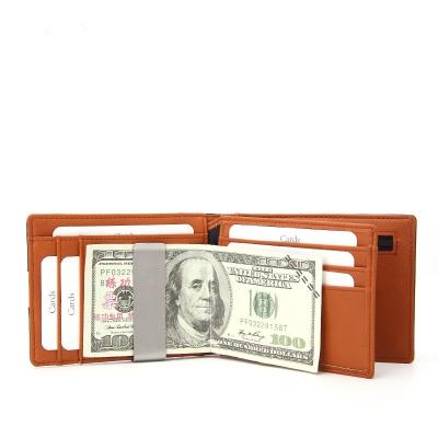 China No Pivots Business Rfid Wallet Men Mini Card Bag Metal Magic Ultra-thin Short Wallet for sale