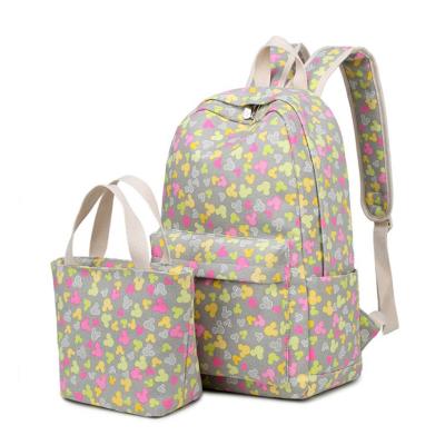 China Fashion Cute Waterproof School Bags Canvas Backpack For Girls Fashionable Backpack 2pcs Set Waterproof Rucksack for sale