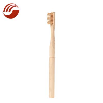 China Daily Use Round Wooden Handle Disposable Bamboo Toothbrush With Remove Brush Head for sale