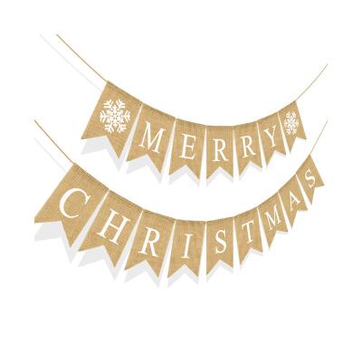 China Natural Burlap 13*18cm Christmas Decorations Wholesale Christmas Burlap Banner for sale