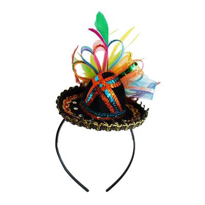 China New Fashion Sparkly Party Headband Hair Accessories Party Sequined Polyester Sombrero Headband for sale