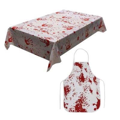 China Horrifying Polyester Halloween Decoration Sheets And Aprons With Blood Colored Palm Prints And Traces for sale