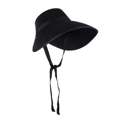 China Image Haiwin Party Supplies Black Medieval Victorian Felt Cowl Hat For Women for sale